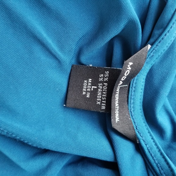 Blue One shoulder Drapey Dress Size L - Picture 4 of 4